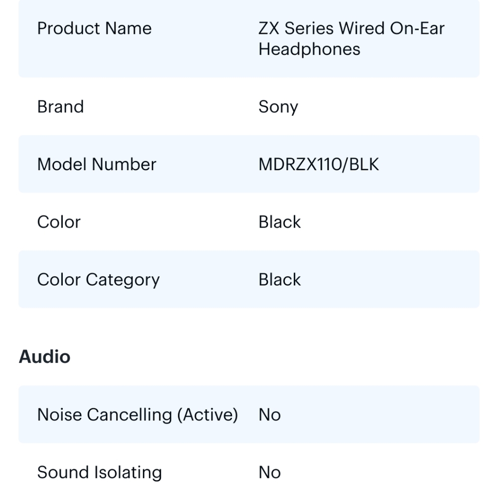 New! SONY Wired On-Ear Headphones ZX Series Black School Kids MDRZX110 3.5mm NIB - Picture 10 of 11